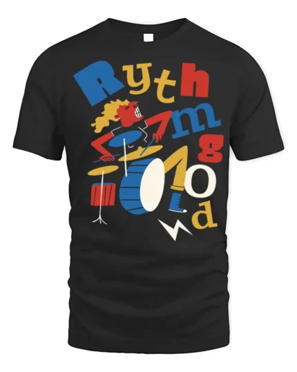 Rhythm God Drummer Music T-Shirt - black t-shirt on white background