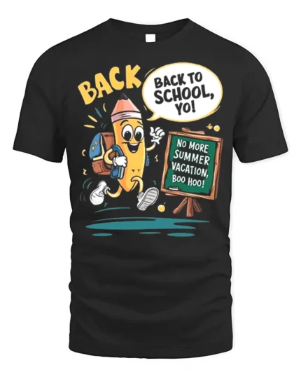 Back To School Yo Pencil Tee - black t-shirt on white background