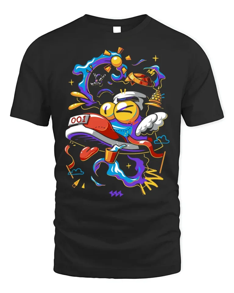 Abstract Running Shoe Pop Art T-Shirt - black t-shirt on white background