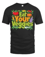 Eat Your Veggies Healthy Diet T-Shirt - black t-shirt on white background