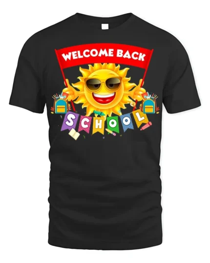 Welcome Back To School Sun Fun T-Shirt - black t-shirt on white background