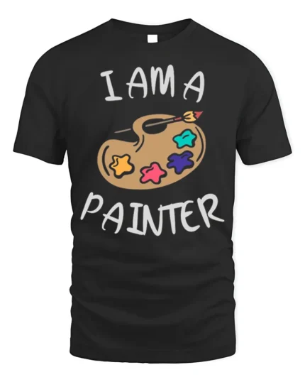 I Am A Painter Art Palette T-Shirt - black t-shirt on white background