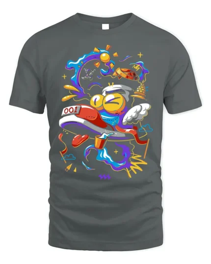 Abstract Running Shoe Pop Art T-Shirt - gray t-shirt on white background