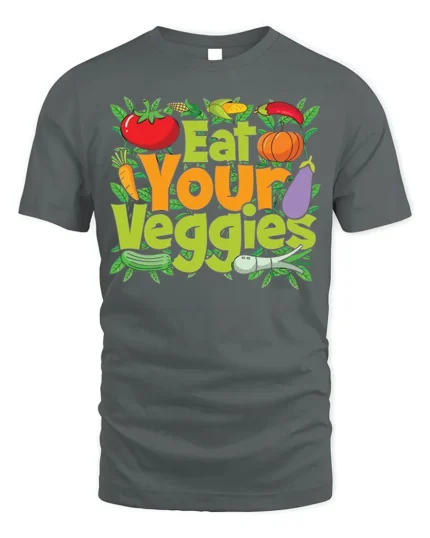 Eat Your Veggies Healthy Diet T-Shirt - gray t-shirt on white background
