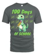 100 Days of School Dinosaur Tally T-Shirt - gray t-shirt on white background
