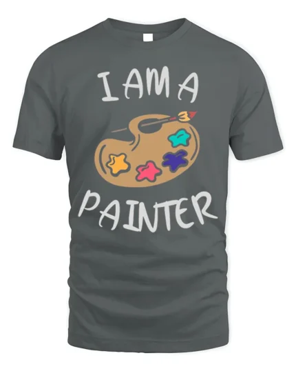 I Am A Painter Art Palette T-Shirt - gray t-shirt on white background