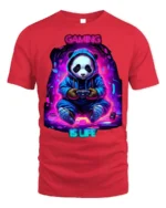 Gaming Is Life Panda Gamer T-Shirt - red t-shirt on white background
