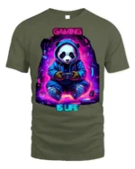 Gaming Is Life Panda Gamer T-Shirt - military green t-shirt on white background