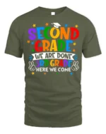 2nd Grade Done 3rd Grade Here We Come T-Shirt - military green t-shirt on white background