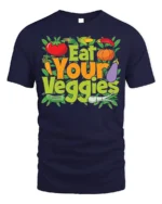 Eat Your Veggies Healthy Diet T-Shirt - navy t-shirt on white background