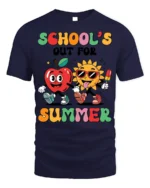 School’s Out For Summer Apple Sun T-Shirt - navy t-shirt on white background