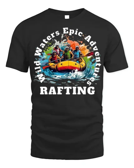 Wild Waters Rafting Adventure T-Shirt Epic Trip Tee - black t-shirt on white background