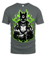 Neon Flame Masked Figure T-Shirt Edgy Graphic Tee - gray t-shirt on white background