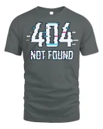 404 Not Found Glitch T-Shirt Funny Tech Tee - gray t-shirt on white background