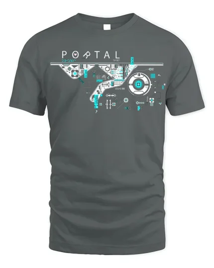 Sci-Fi Portal Tech Circuit T-Shirt Gamer Tee - gray t-shirt on white background