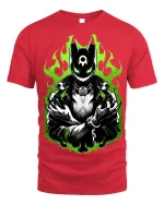 Neon Flame Masked Figure T-Shirt Edgy Graphic Tee - red t-shirt on white background