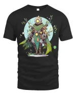 Nature Guardian Robot Tee Eco Tech T-Shirt - black t-shirt on white background