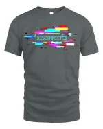 Disconnected Glitch Art Tee Cyberpunk T-Shirt - gray t-shirt on white background