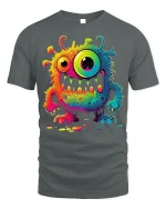 Rainbow Monster Tee Psychedelic Creature T-Shirt - gray t-shirt on white background