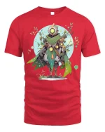Nature Guardian Robot Tee Eco Tech T-Shirt - red t-shirt on white background