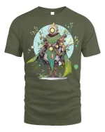 Nature Guardian Robot Tee Eco Tech T-Shirt - military green t-shirt on white background
