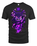 Gengar Ghost Tee - Spooky Pokémon T-Shirt - black t-shirt on white background