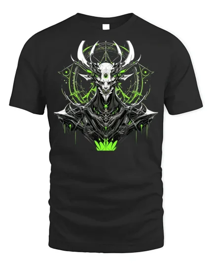 Mystic Horned Tee - Dark Forest T-Shirt - black t-shirt on white background