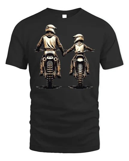 Dirt Bike Dad and Son Tee - Motocross T-Shirt - black t-shirt on white background