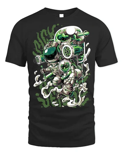 Cosmic Brew Tee - Astronaut Drink T-Shirt - black t-shirt on white background