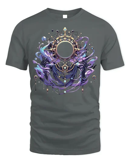 Mystic Cosmos Tee - Celestial Oracle T-Shirt - gray t-shirt on white background