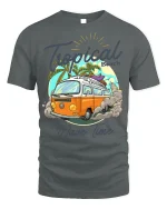 Tropical Wave Time Tee - Surf Van T-Shirt - gray t-shirt on white background