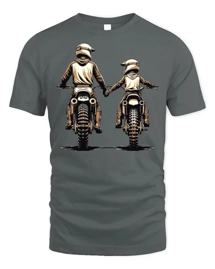 Dirt Bike Dad and Son Tee - Motocross T-Shirt - gray t-shirt on white background