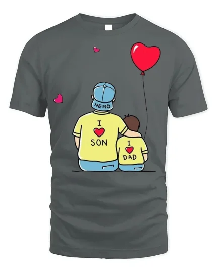 Hero Son Dad Tee - Father and Son T-Shirt - gray t-shirt on white background