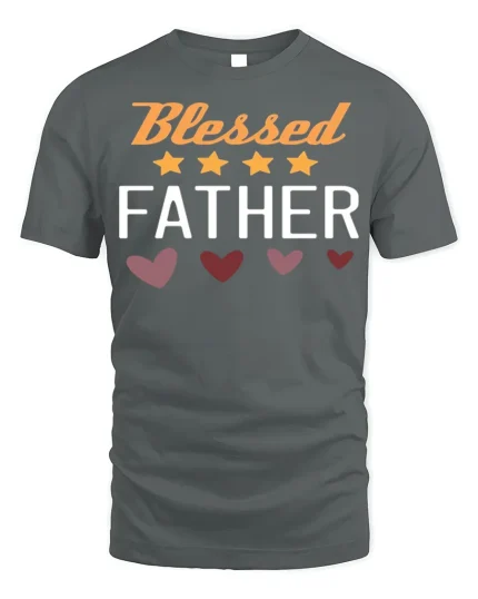 Blessed Father Tee - Dad Appreciation T-Shirt - gray t-shirt on white background