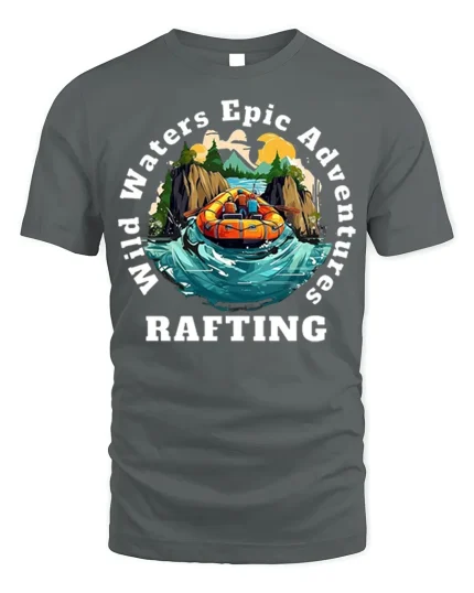 Wild Waters Rafting Tee - Epic Adventure T-Shirt - gray t-shirt on white background