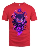 Gengar Ghost Tee - Spooky Pokémon T-Shirt - red t-shirt on white background