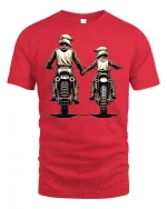 Dirt Bike Dad and Son Tee - Motocross T-Shirt - red t-shirt on white background