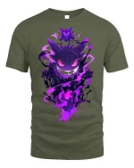 Gengar Ghost Tee - Spooky Pokémon T-Shirt - military green t-shirt on white background