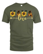 Sunflower Mama Tee - Love Mom T-Shirt - military green t-shirt on white background