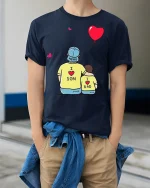 Hero Son Dad Tee - Father and Son T-Shirt - model wearing navy shirt, hands in pockets