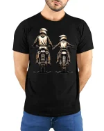 Dirt Bike Dad and Son Tee - Motocross T-Shirt - model wearing black shirt, hands behind back