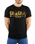 Sunflower Mama Tee - Love Mom T-Shirt - model wearing black shirt, hands behind back