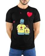 Hero Son Dad Tee - Father and Son T-Shirt - model wearing black shirt, hands behind back