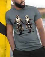 Dirt Bike Dad and Son Tee - Motocross T-Shirt - model in grey shirt leaning against column