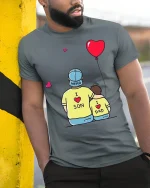 Hero Son Dad Tee - Father and Son T-Shirt - model in grey shirt leaning against column