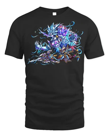 Mythic Dragon and Warrior T-Shirt - Epic Fantasy Tee - black t-shirt on white background