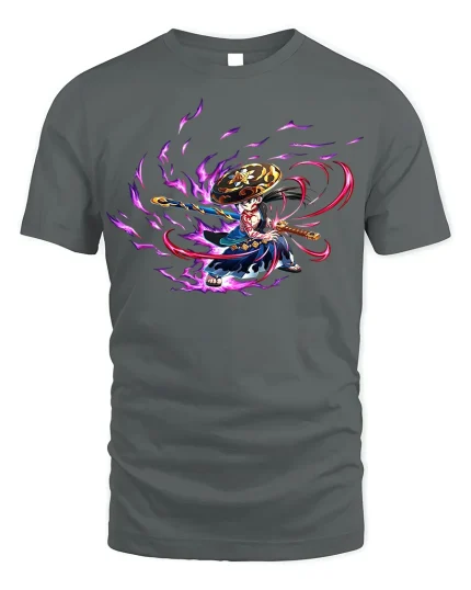 Anime Samurai Warrior T-Shirt - Japanese Inspired Tee - gray t-shirt on white background