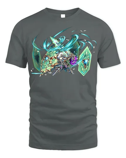 Guardian Angel Warrior T-Shirt - Fantasy Knight Tee - gray t-shirt on white background