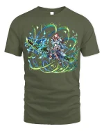 Mystic Elementalist T-Shirt - Anime Magic User Tee - military green t-shirt on white background