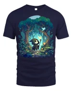 Whimsical Forest Spirit T-Shirt - Mystical Woodland Tee - navy t-shirt on white background